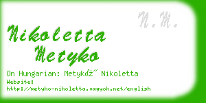 nikoletta metyko business card